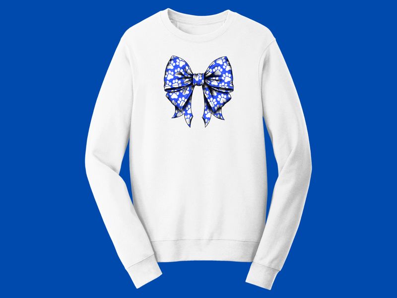 Unisex Crew OR Hooded Sweatshirt - Paw Print Bow WGS28