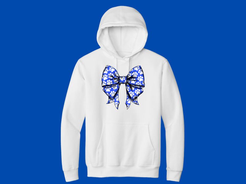 Youth Hooded Sweatshirt - Paw Print Bow WGS28
