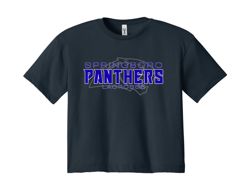 Crop Top T-shirt - Lacrosse Panther Head Shadow