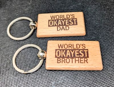 Light wood engraved keyring