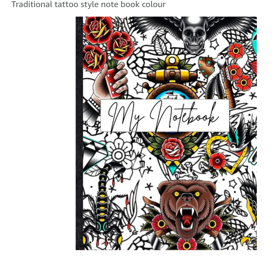 Traditional tattoo style note book colour