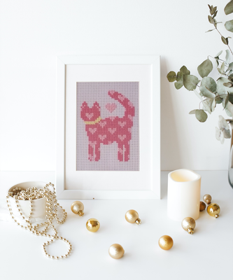 Heart Cat Cross Stitch