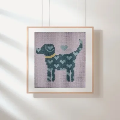 Heart Dog Cross Stitch