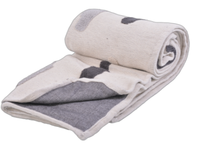 Dark grey, grey and Beige Knitted Throw