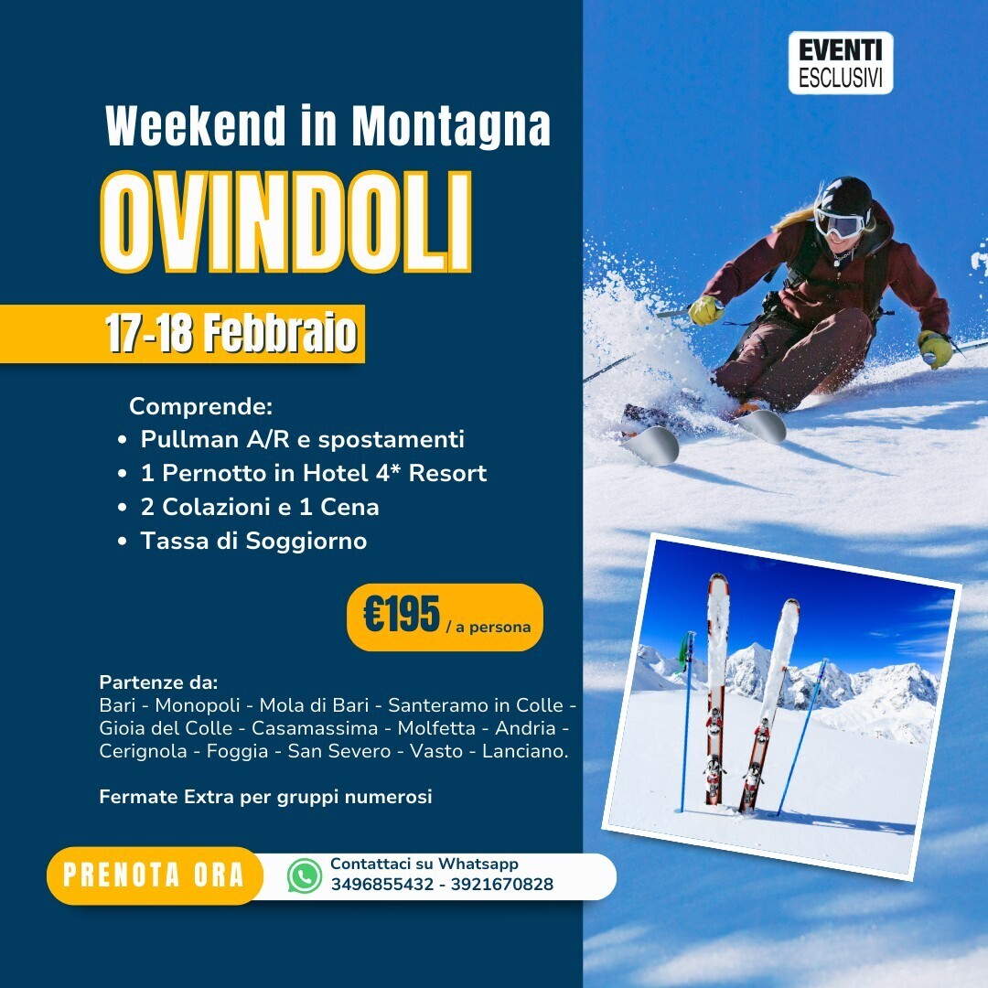 Week-end in Montagna a Ovindoli "17&18 Febbraio 2024" Pullman Organizzati