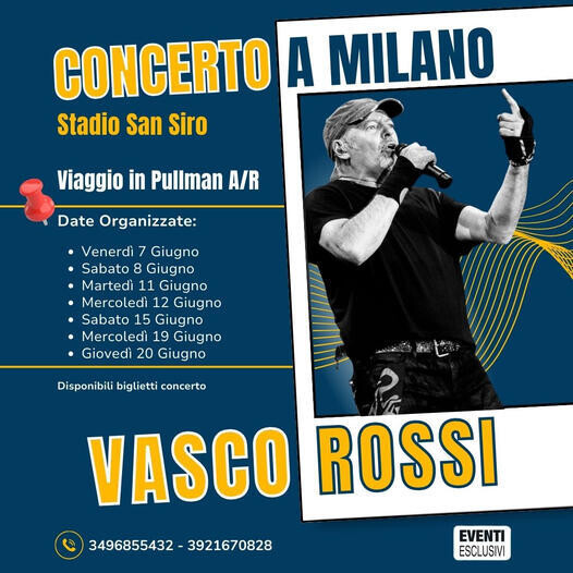 Vasco Rossi Tour 2024 A Milano - Bus Organizzati