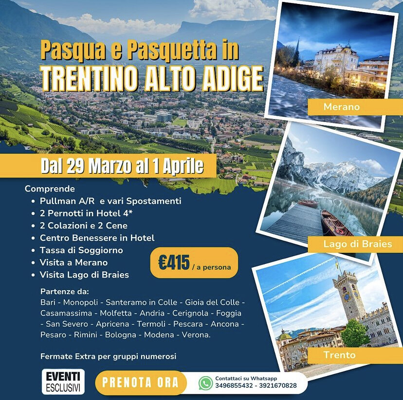 Pasqua & Pasquetta in Trentino “29-30-31 Marzo & 1 Aprile 2024” - Pullman Organizzati