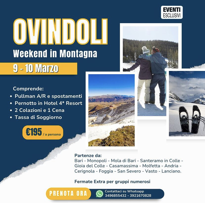Week-end in Montagna a Ovindoli "9&10 Marzo 2024" Pullman Organizzati