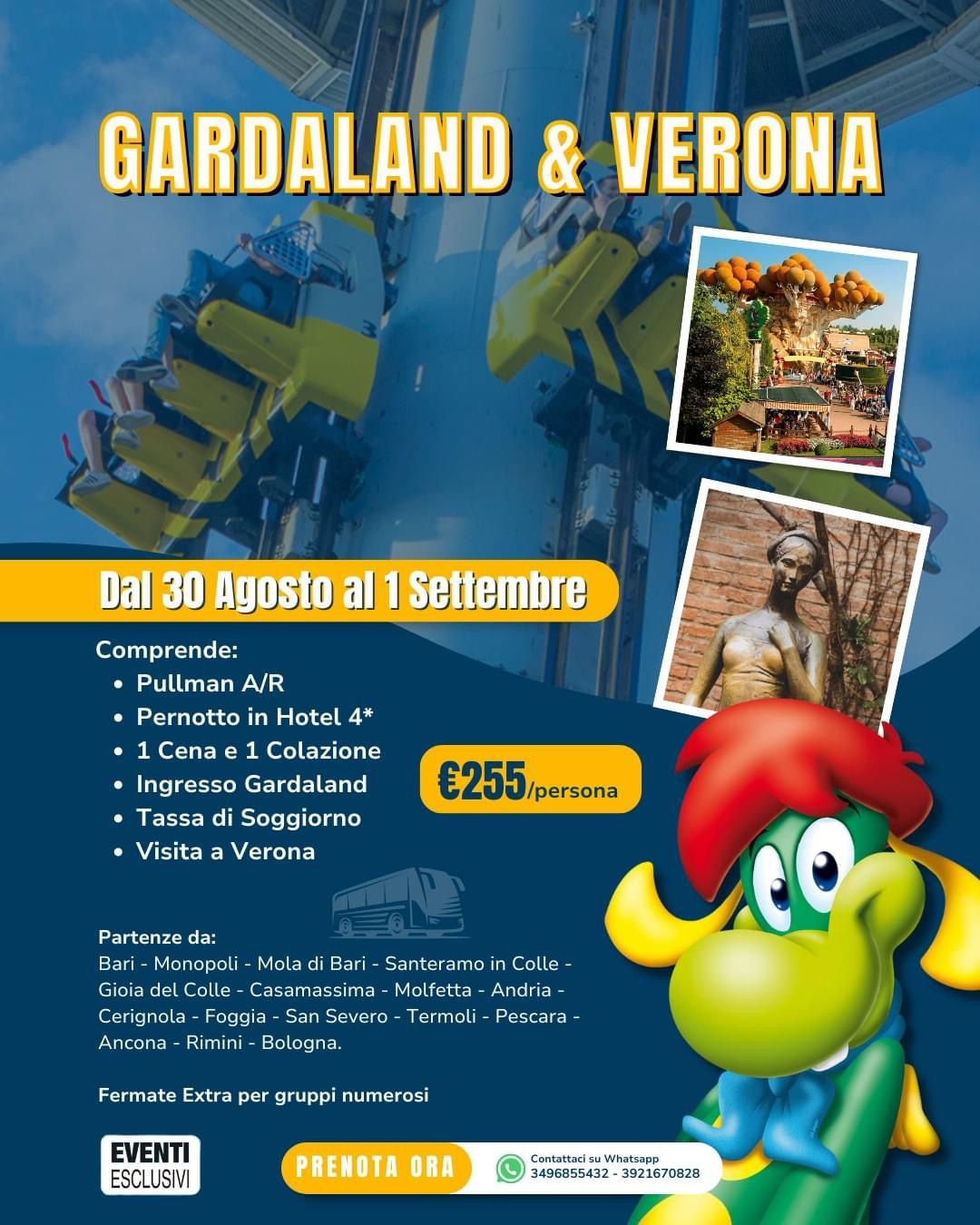 Gardaland &amp; Verona &quot;30-31 Agosto &amp; 1 Settembre 2024&quot; Pullman Organizzati