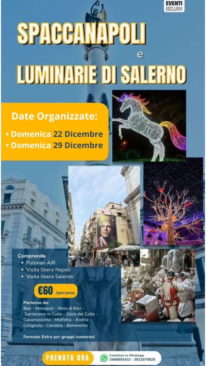 Spaccanapoli e Luminarie di Salerno ✨🎄 &quot;22/29 Dicembre 2024&quot; 🚌 Bus Organizzati