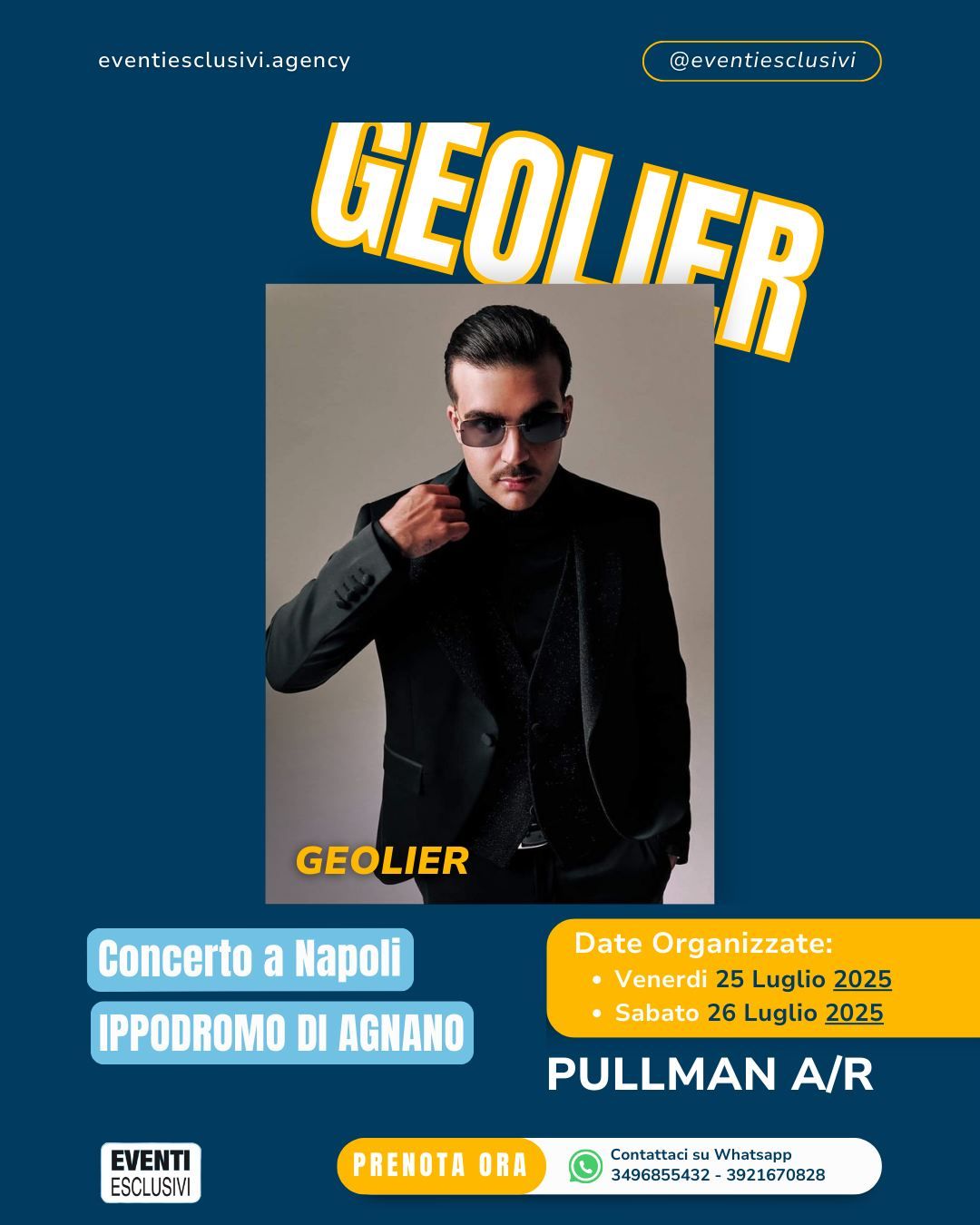 Geolier Live 2025 “25&amp;26 Luglio 2025” Pullman Organizzati