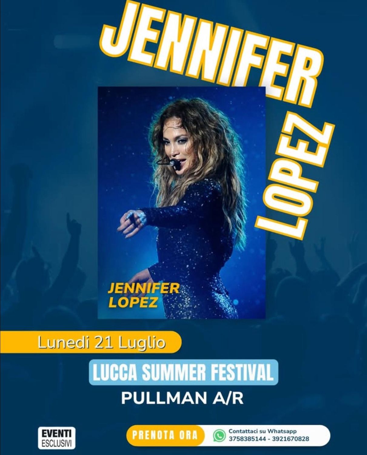 JENNIFER LOPEZ 👩🏼‍🎤 &quot;LUCCA SUMMER FESTIVAL&quot; 21 LUGLIO 2025 PULLMAN ORGANIZZATI 🚌