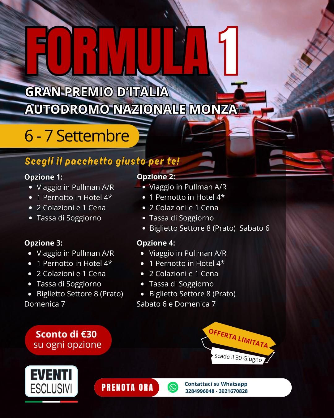 FORMULA 1🏎  &quot;6-7 Settembre&quot;  🚌Pullman organizzati