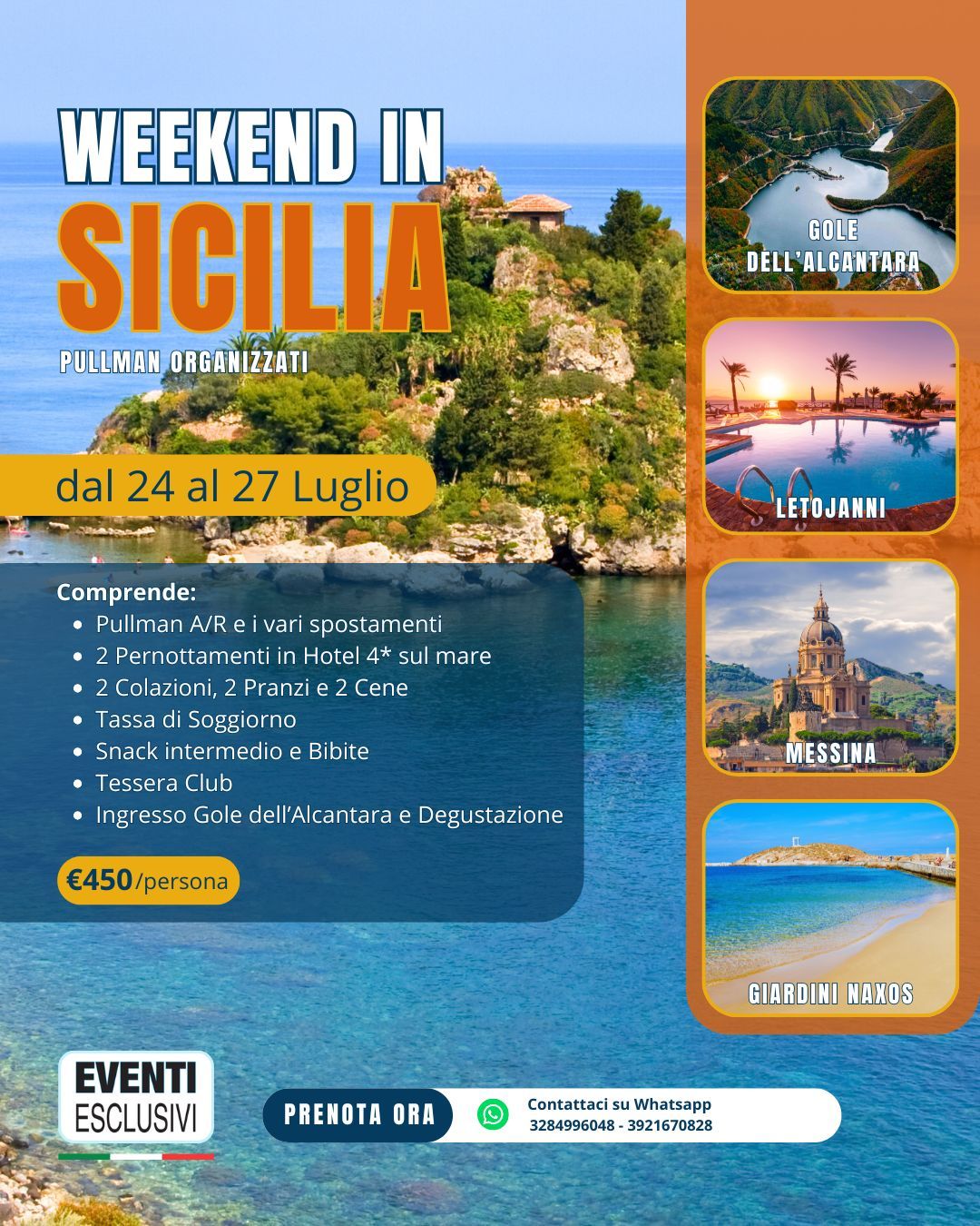 Week-end in Sicilia 🏝️☀️ &quot;dal 25 al 27 Luglio 2025&quot; 🚌 Pullman Organizzati