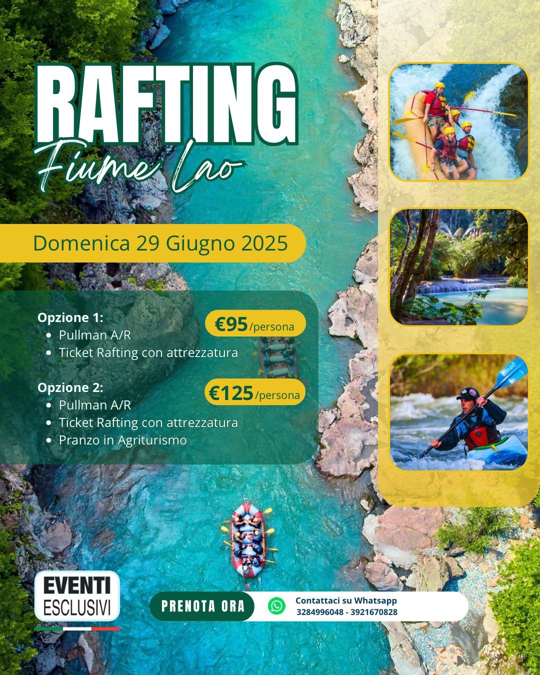 RAFTING SUL FIUME 🛶🚣 &quot;DOMENICA 29 GIUGNO 2025&quot;  PULLMAN ORGANIZZATI 🚌