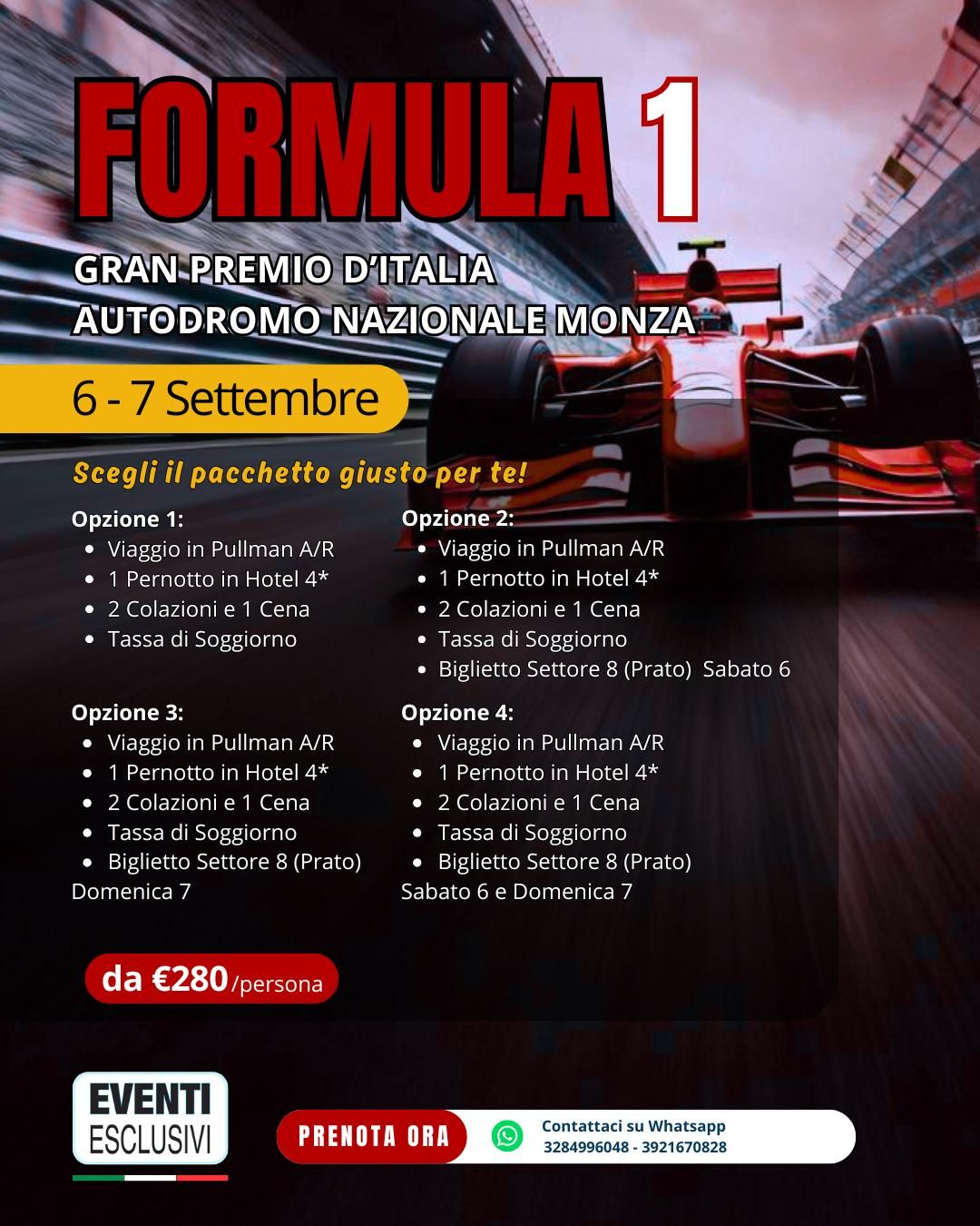 FORMULA 1🏎  &quot;6-7 Settembre&quot;  🚌Pullman organizzati