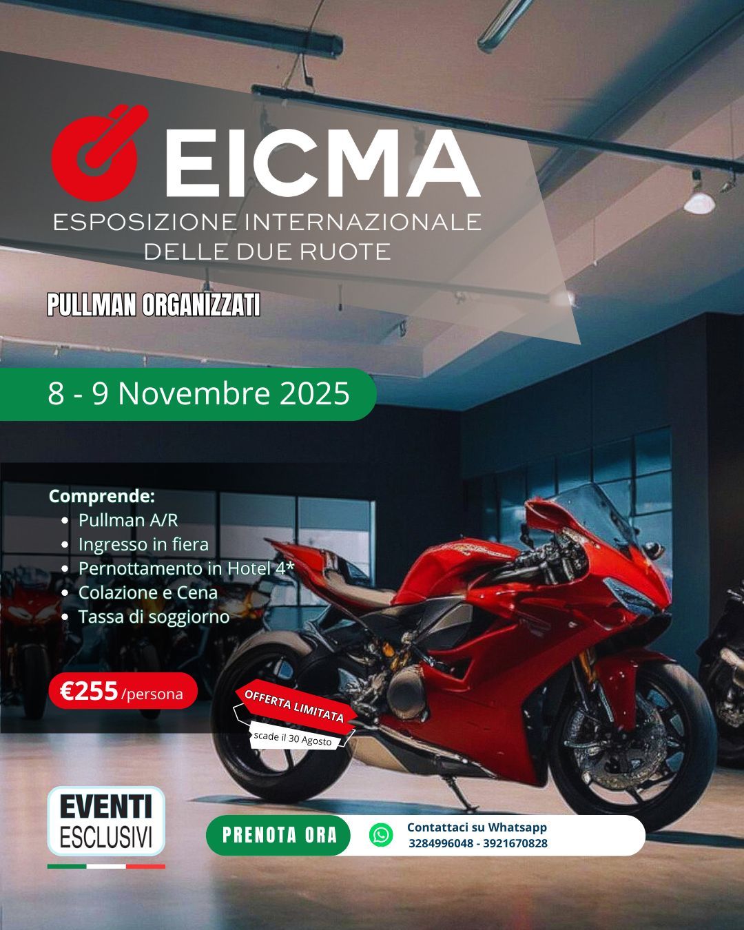 Eicma &quot;Fiera del Motociclo a Milano&quot;🏍️ 8-9 Novembre 2025 &quot;Pullman Organizzati&quot; 🚌