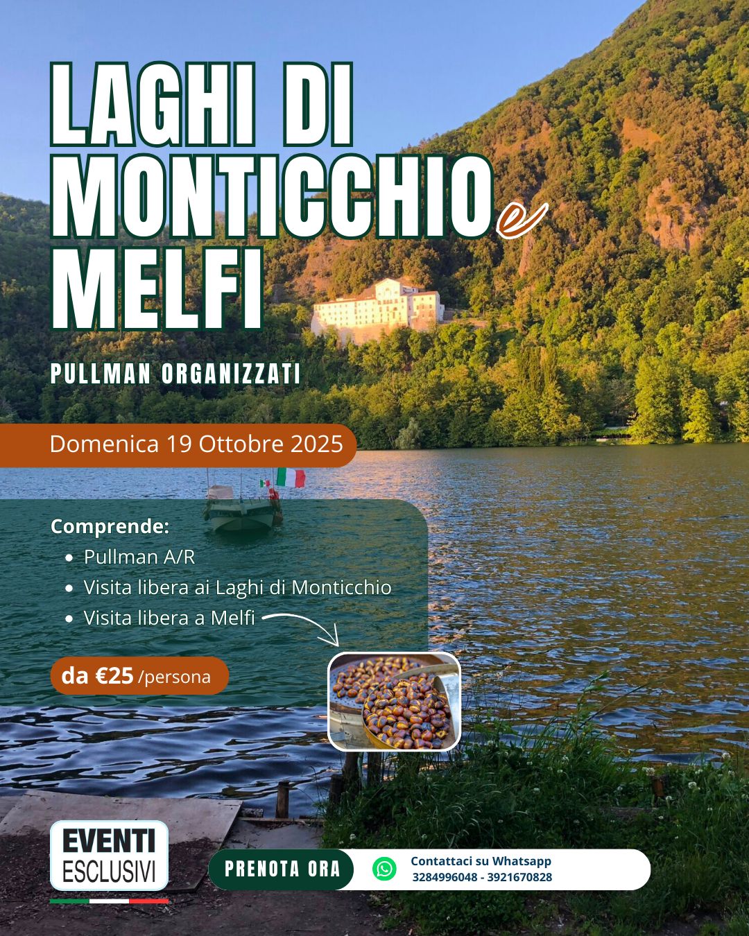 Laghi di Monticchio &amp; Sagra della Varola a Melfi 🌰 &quot;Domenica 19 Ottobre 2025&quot; Pullman Organizzati