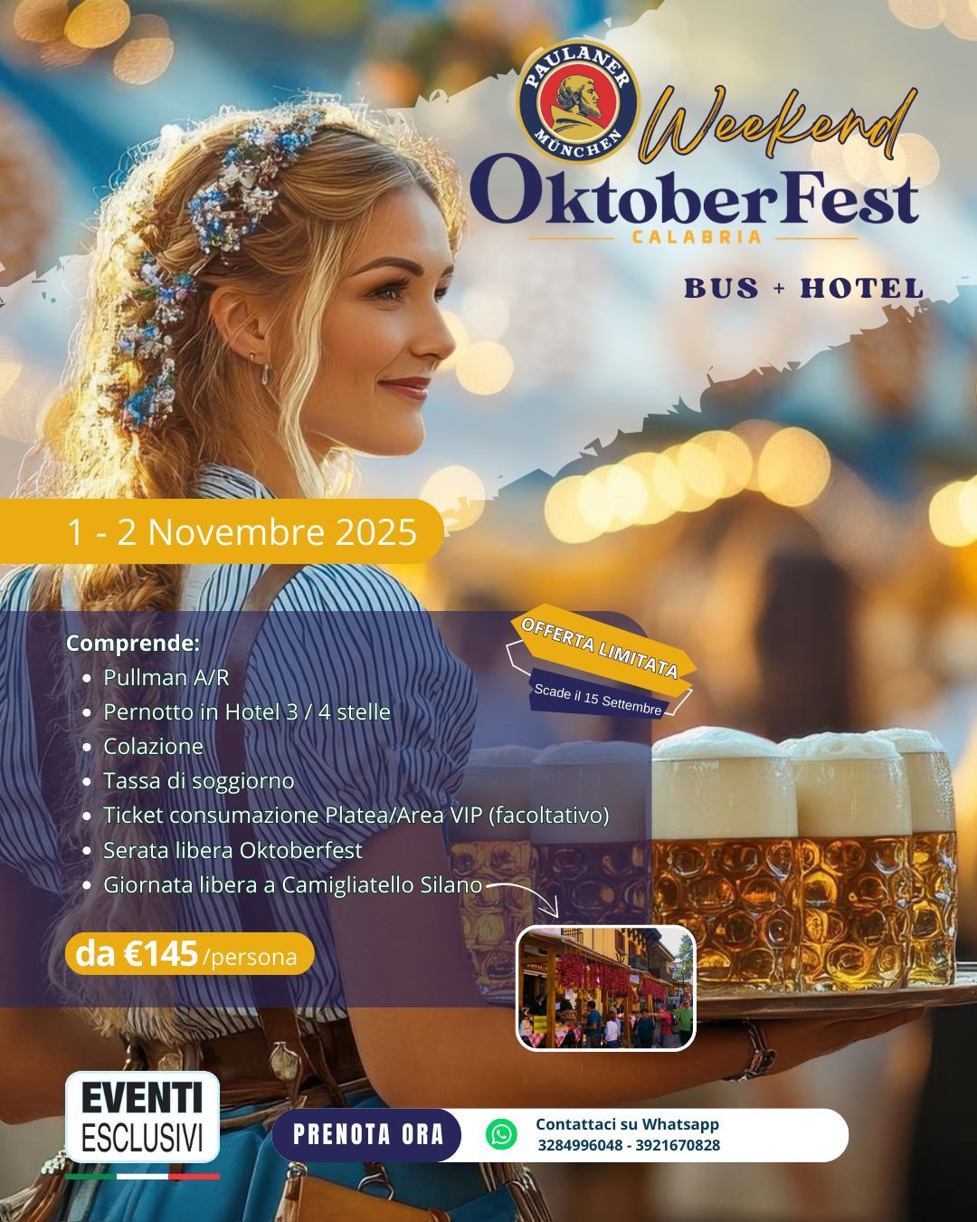 WEEK-END OKTOBERFEST CALABRIA 🍻 e CAMIGLIATELLO SILANO 🍄🌰 &quot; 1-2 NOVEMBRE 2025&quot; PULLMAN ORGANIZZATI