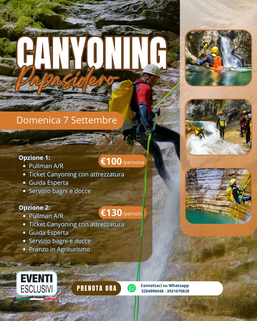 CANYONING A PAPASIDERO 🧗🏻‍♀️ 7 SETTEMBRE 2025 &quot;🚌 PULLMAN ORGANIZZATI