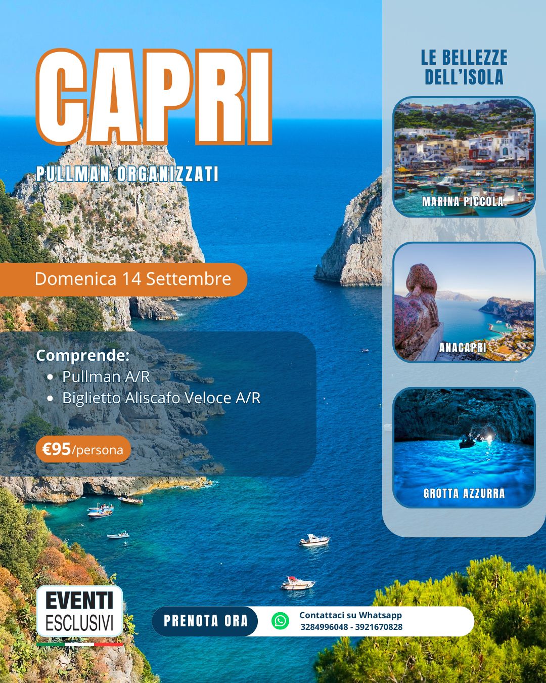 Isola di Capri 🏝️ &quot;Domenica 14 Settembre 2025&quot; 🚌 Pullman Organizzati
