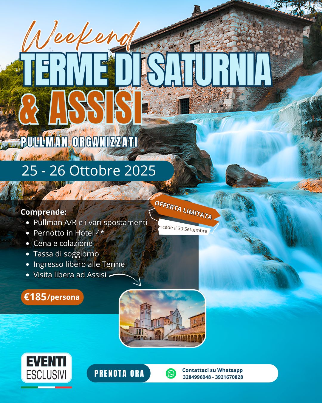 Terme di Saturnia e Assisi 25&amp;26 Ottobre 2025 🚌 Pullman Organizzati