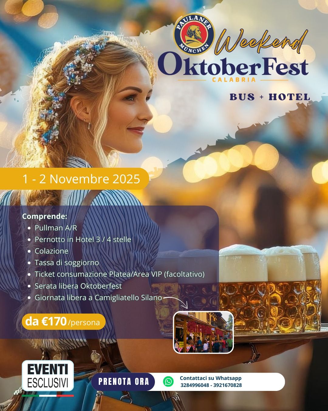 WEEK-END OKTOBERFEST CALABRIA 🍻 e CAMIGLIATELLO SILANO 🍄🌰 &quot; 1-2 NOVEMBRE 2025&quot; PULLMAN ORGANIZZATI