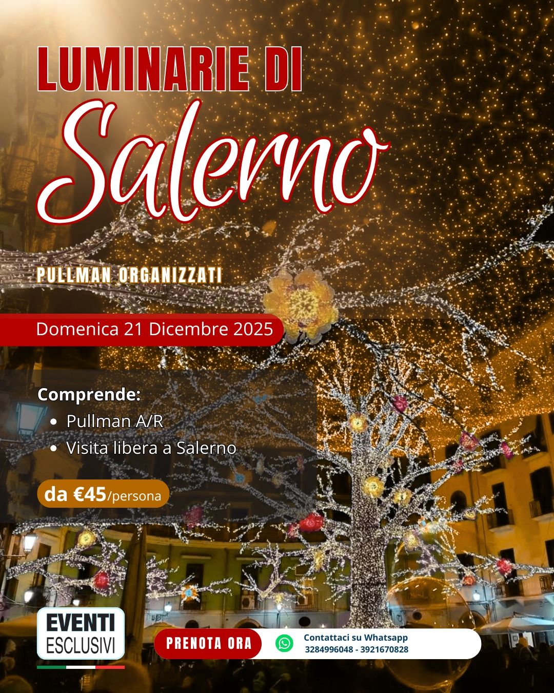 Luminarie di Salerno &quot;Domenica 21 Dicembre 2025&quot;🎄🎁 Pullman Organizzati 🚌