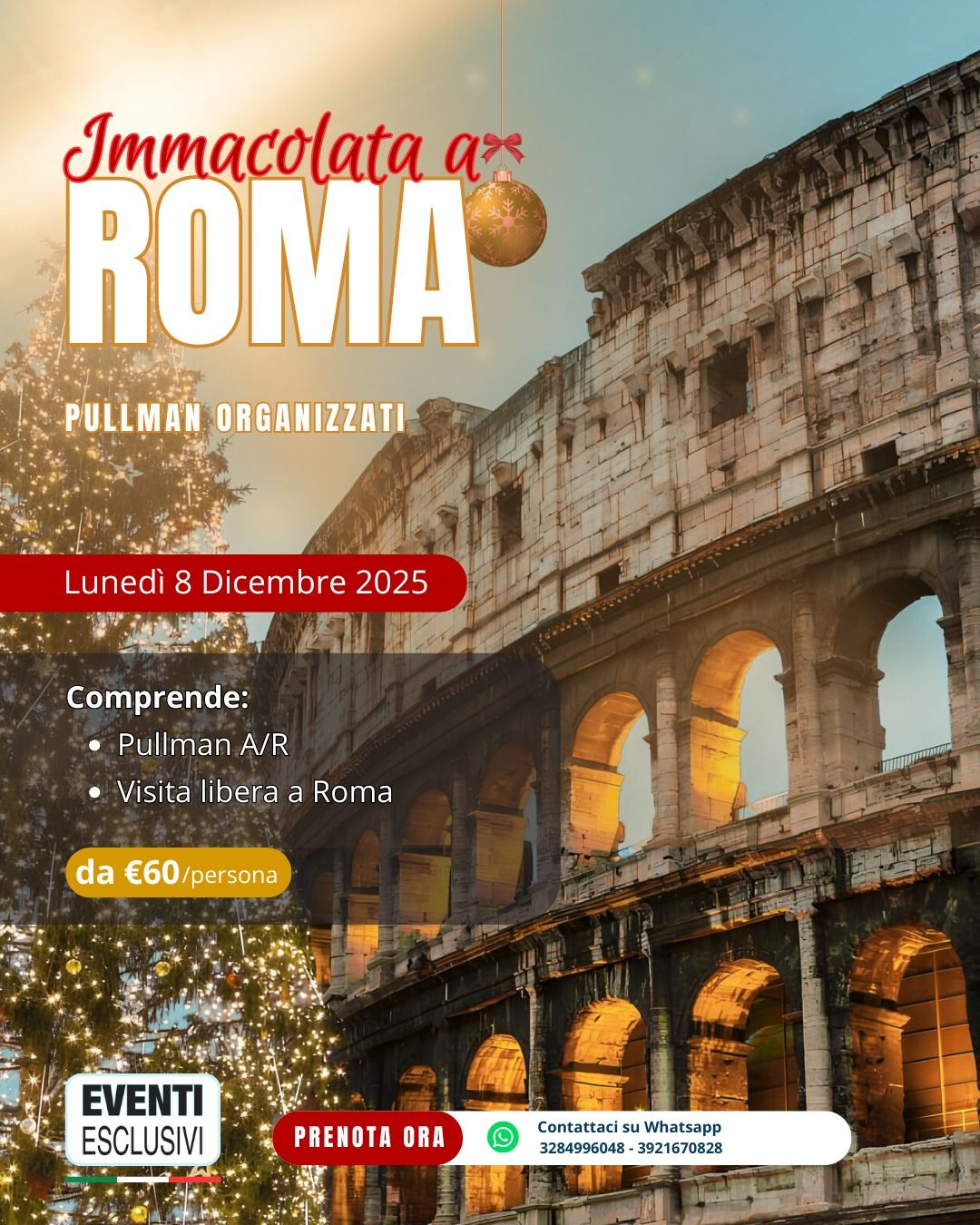 Immacolata a Roma ✨ &quot;Lunedi 8 Dicembre 2025&quot; 🚌 Pullman Organizzati