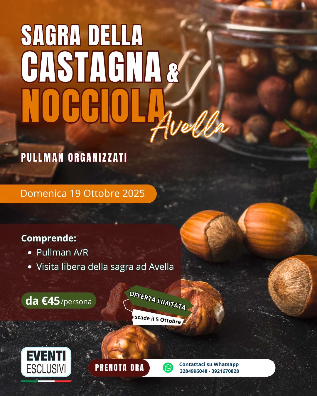 SAGRA DELLA CASTAGNA E DELLA NOCCIOLA DI AVELLA🌰🍂 &quot;Domenica 19 Ottobre 2025&quot; Pullman Organizzati🚌