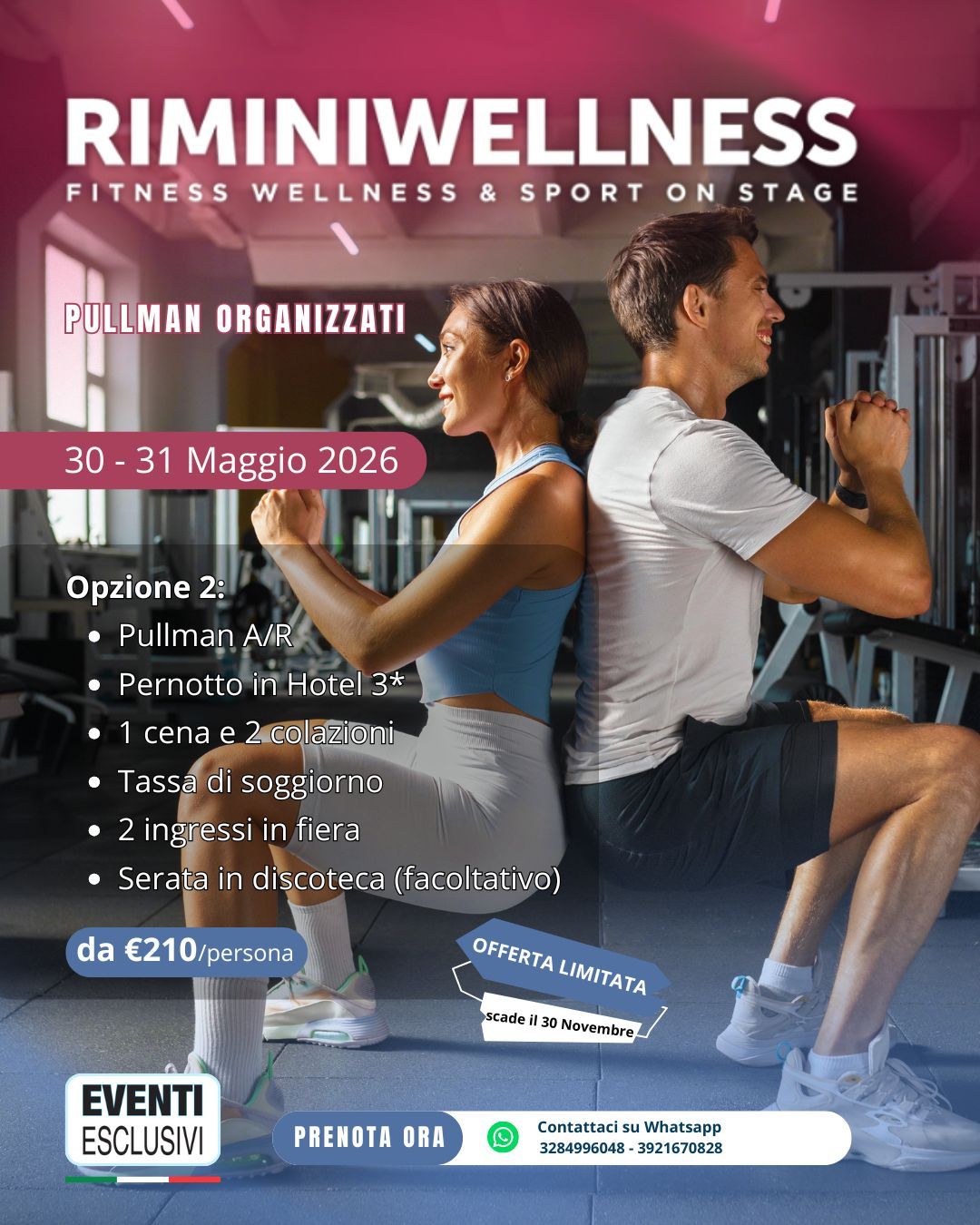 Rimini Wellness 🏋️‍♀️ &quot;30&amp;31 Maggio 2026&quot; OPZIONE 2 INGRESSI 🚌 Bus Organizzati