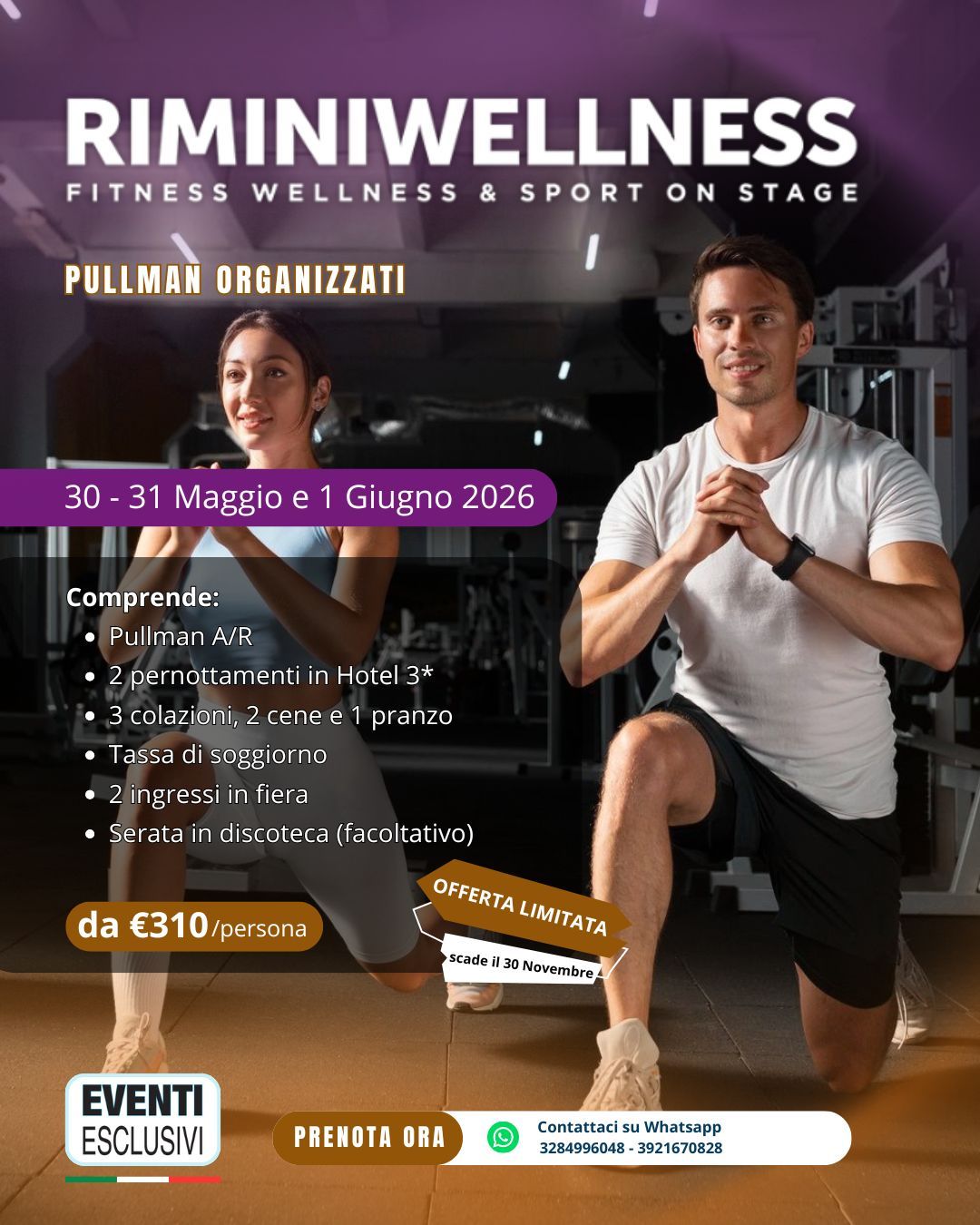 Rimini Wellness 🏋️‍♀️ &quot;30&amp;31 Maggio - 1 Giugno 2026&quot; OPZIONE 2 INGRESSI 🚌 Bus Organizzati