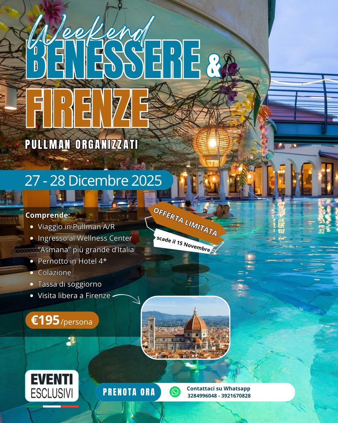 Week-end Benessere a Firenze 🧖🏻‍♀️🎁&quot;27&amp;28 Dicembre 2025&quot; 🚌Pullman Organizzati