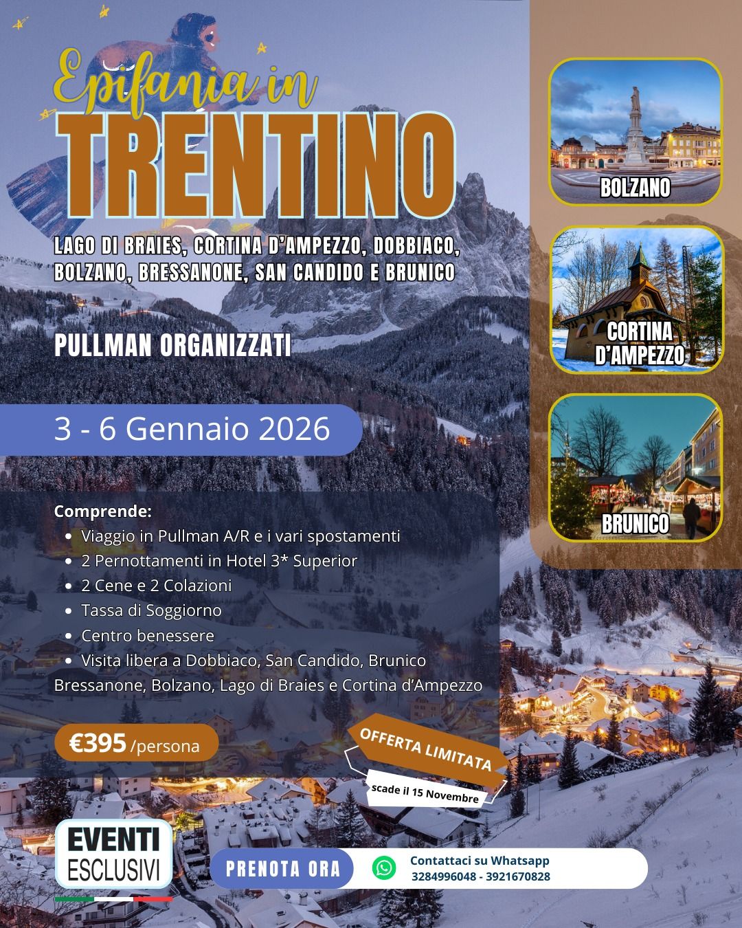 EPIFANIA IN TRENTINO 🛷⛄  &quot;3-6 Gennaio 2026&quot;  🚌 PULLMAN ORGANIZZATI