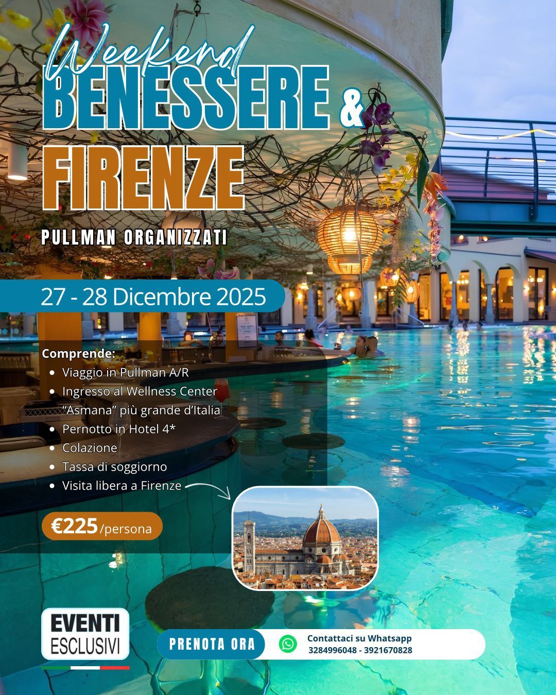Week-end Benessere a Firenze 🧖🏻‍♀️🎁&quot;27&amp;28 Dicembre 2025&quot; 🚌Pullman Organizzati