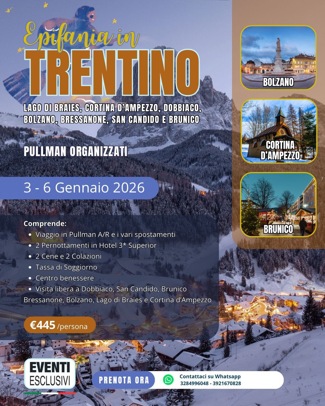 EPIFANIA IN TRENTINO 🛷⛄  &quot;3-6 Gennaio 2026&quot;  🚌 PULLMAN ORGANIZZATI