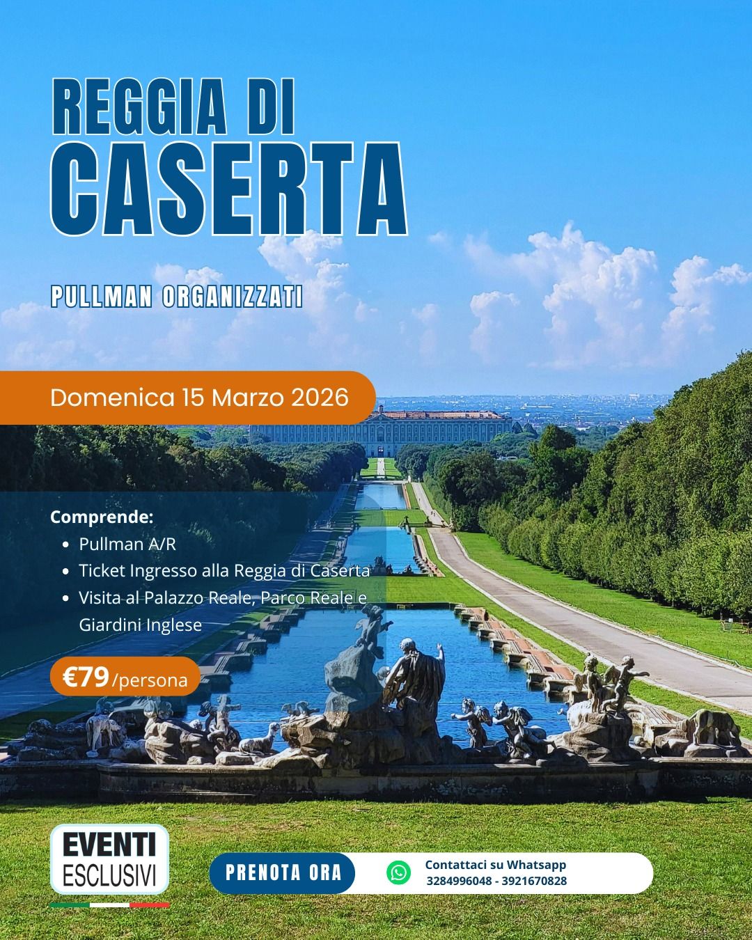 Reggia di Caserta &quot;Domenica 15 Marzo 2026&quot; 🚌 Pullman Organizzati