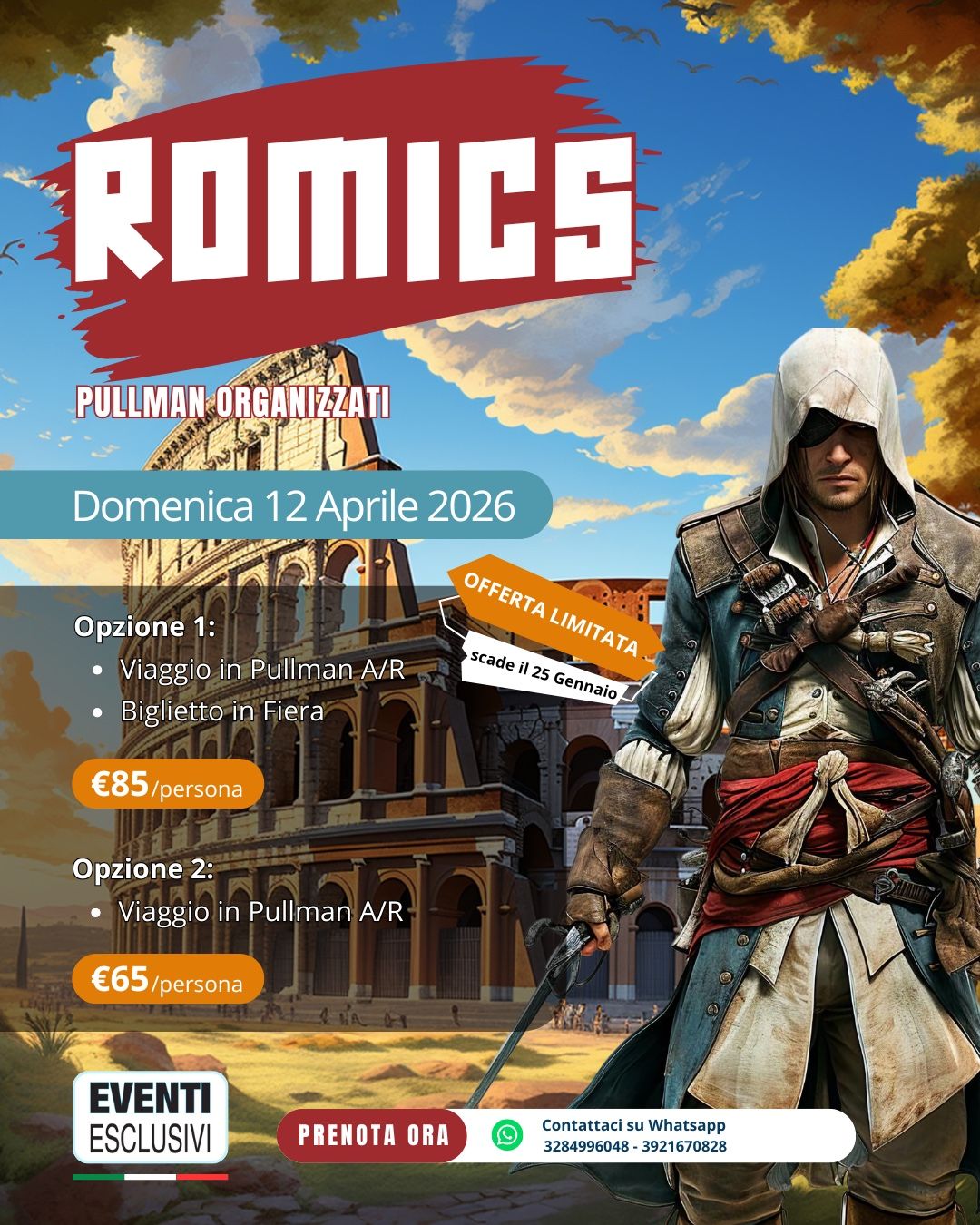 ROMICS "Domenica 12 Aprile 2026" 🚌 Pullman Organizzati