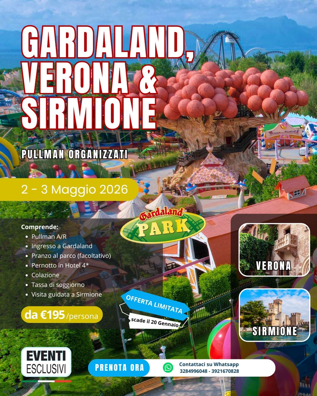 ​GARDALAND - VERONA - SIRMIONE 🏰"2&amp;3 Maggio 2026" 🚌 Pullman Organizzati
