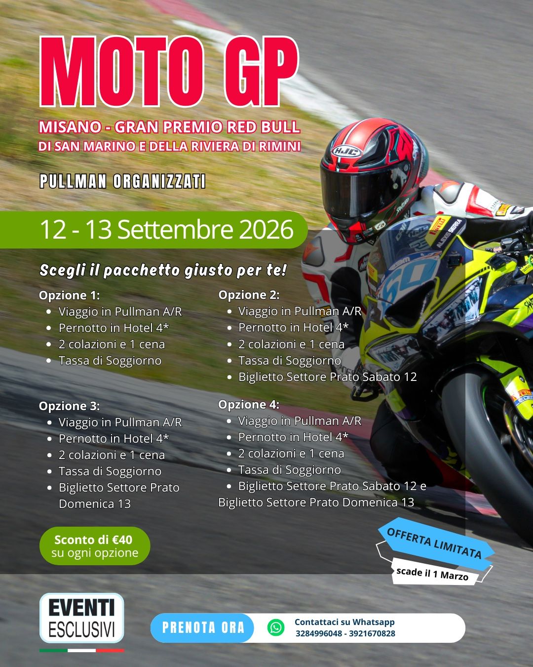 MotoGp 🏍 "12&amp;13 Settembre 2026" 🚌 BUS + HOTEL