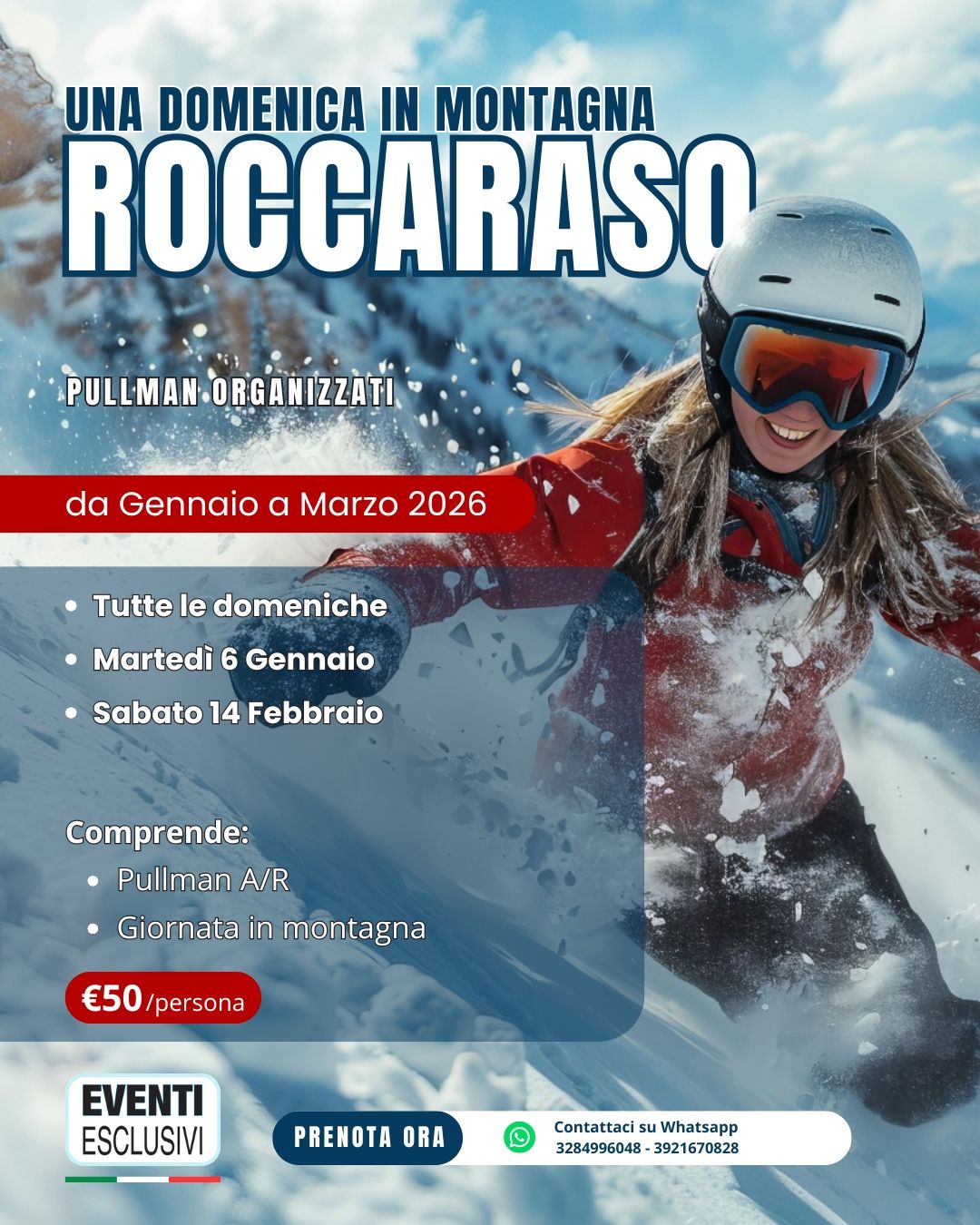 UNA GIORNATA IN MONTAGNA A ROCCARASO 🏂 "CALENDARIO 2025/2026" Pullman Organizzati 🚌