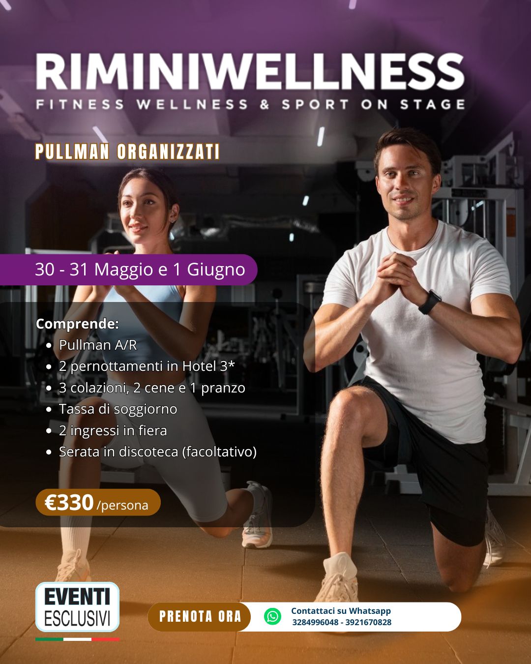 Rimini Wellness 🏋️‍♀️ "30&amp;31 Maggio - 1 Giugno 2026" OPZIONE 2 INGRESSI 🚌 Bus Organizzati