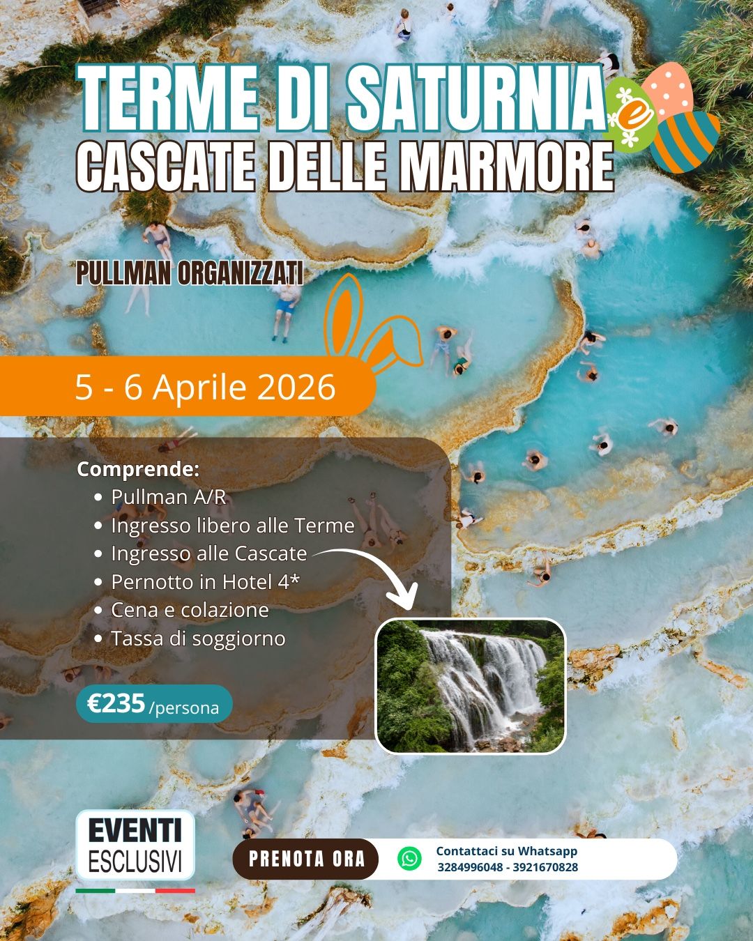 Terme di Saturnia e Cascate delle Marmore 5&amp;6 Aprile 2026 🚌 BUS + HOTEL