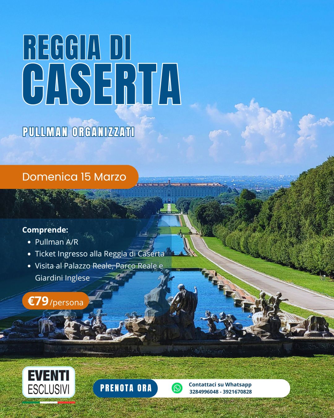 Reggia di Caserta "Domenica 15 Marzo 2026" 🚌 Pullman Organizzati