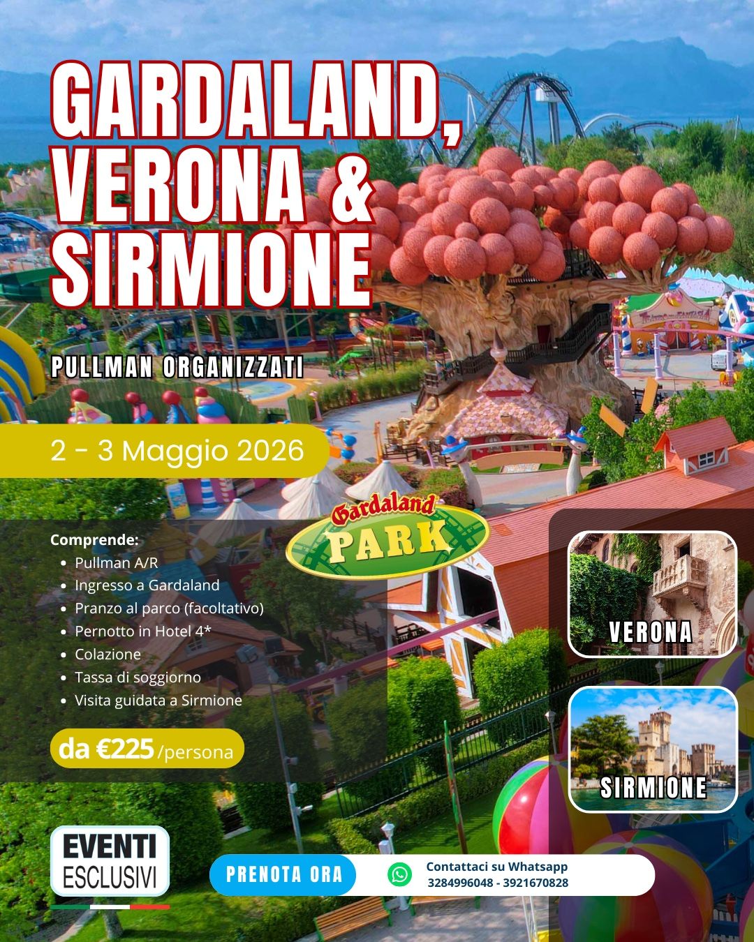 ​GARDALAND - VERONA - SIRMIONE 🏰"2&amp;3 Maggio 2026" 🚌 Pullman Organizzati