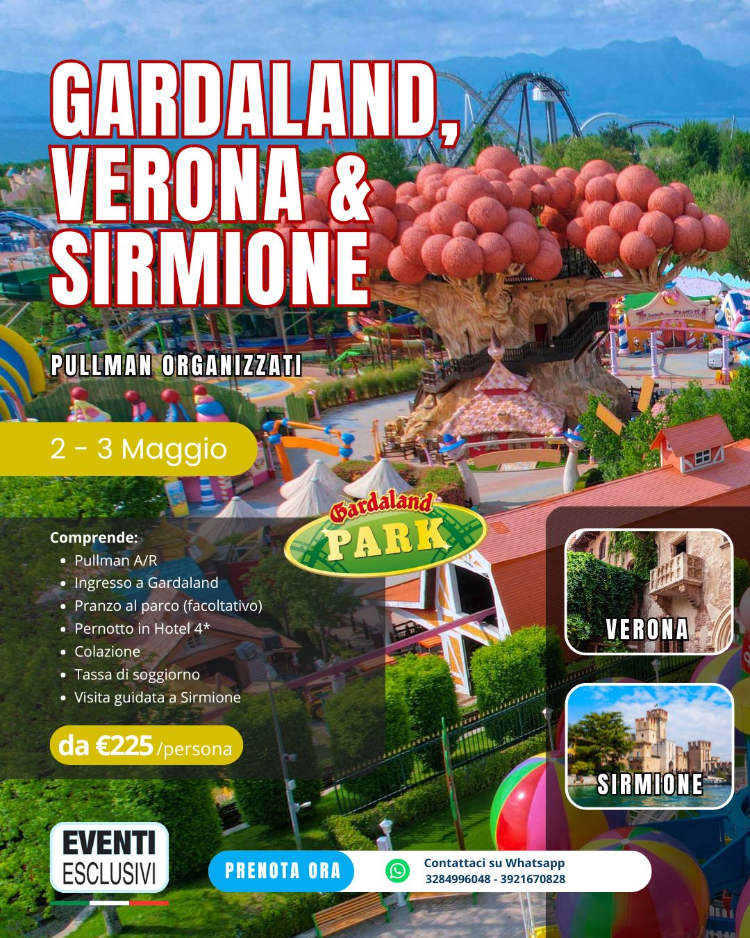 ​GARDALAND - VERONA - SIRMIONE 🏰"2&amp;3 Maggio 2026" 🚌 Pullman Organizzati