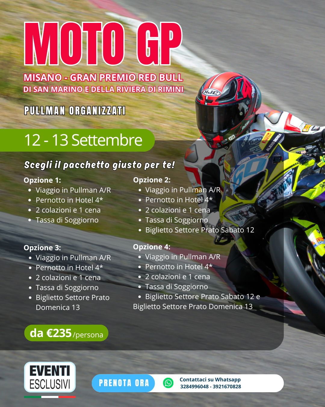 MotoGp 🏍 "12&amp;13 Settembre 2026" 🚌 BUS + HOTEL