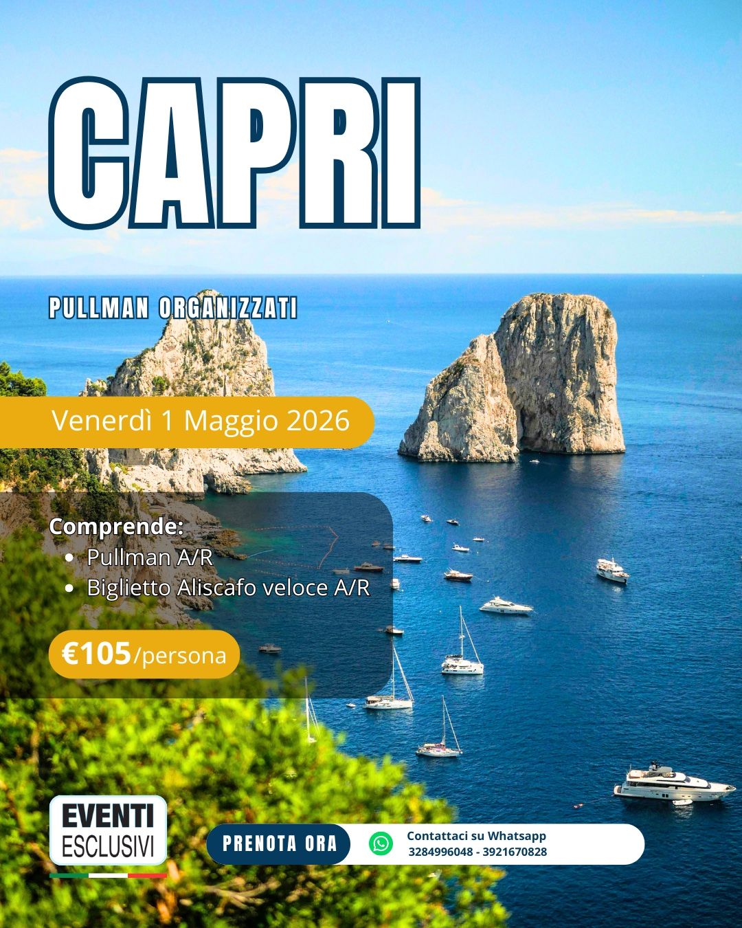 Isola di Capri 🏝️ "Venerdì 1 Maggio 2026" 🚌 Pullman Organizzati