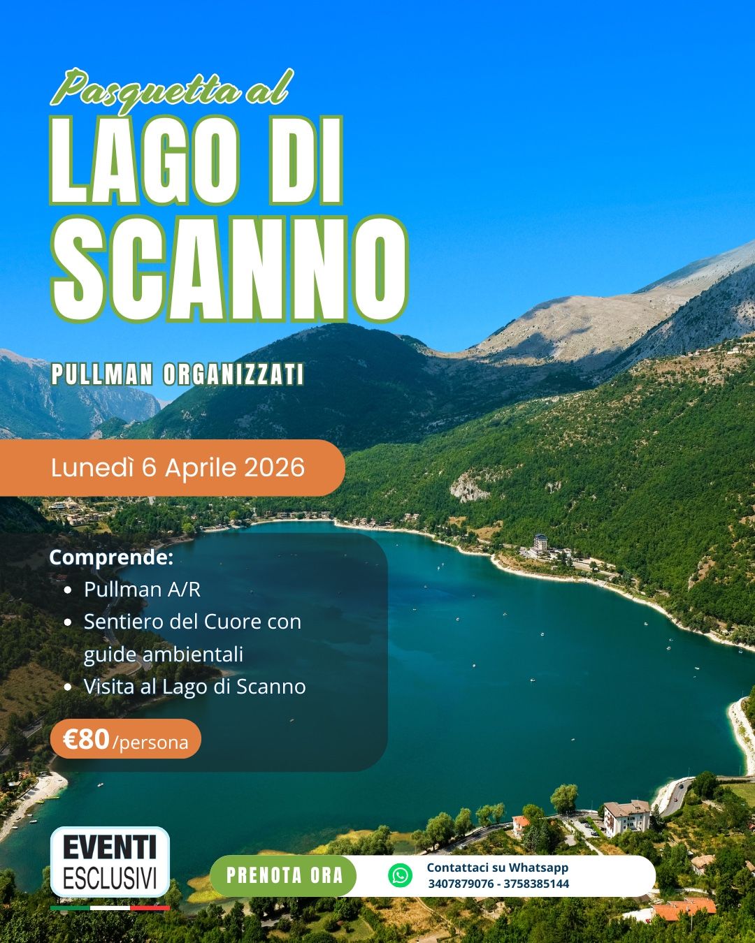 PASQUETTA AL LAGO DI SCANNO 🏞️ "Lunedì 6 Aprile 2026" 🚐 Pullman Organizzati