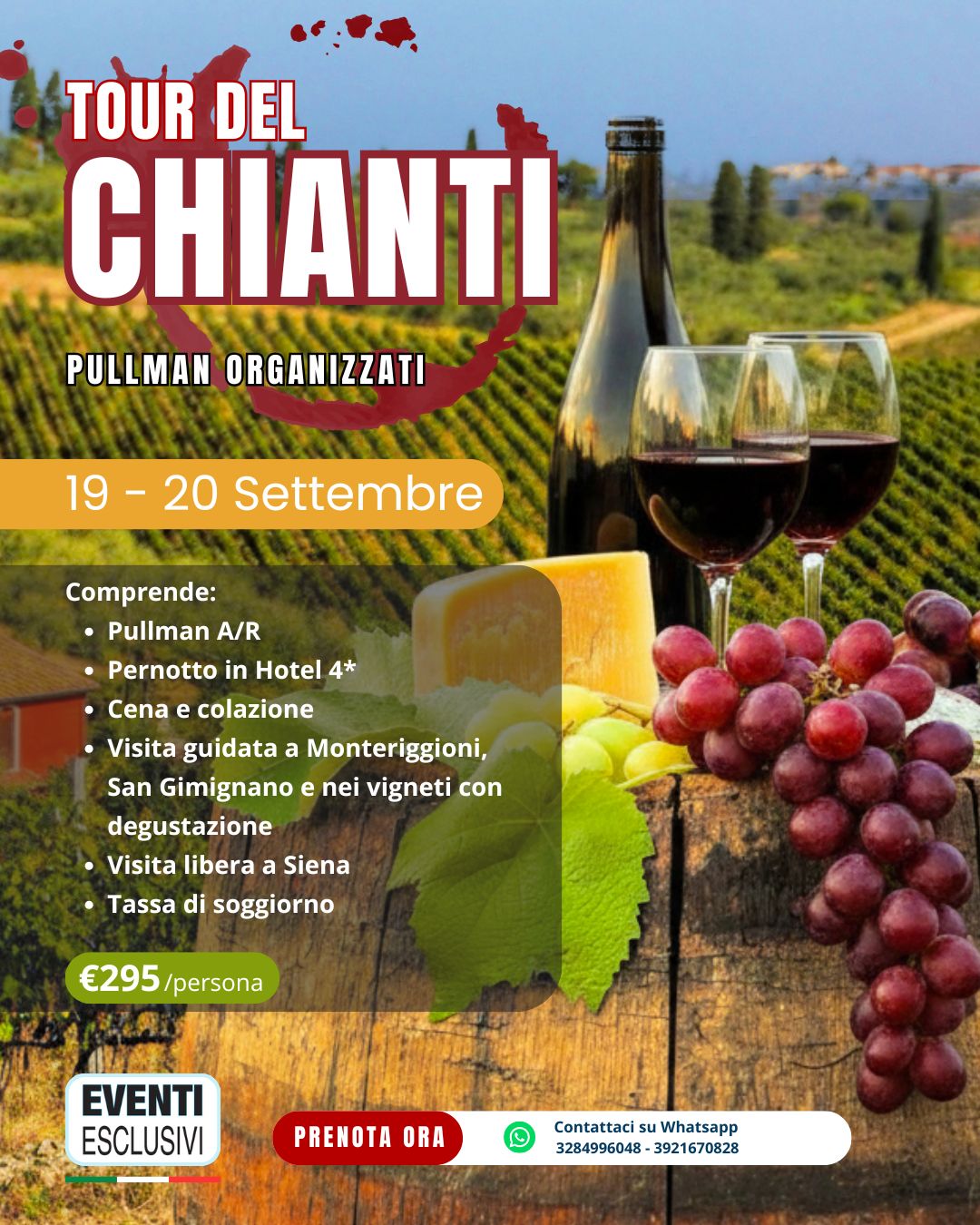 ​TOUR CHIANTI 🍇🍷 "19&amp;20 Settembre 2026" 🚌 Pullman Organizzati